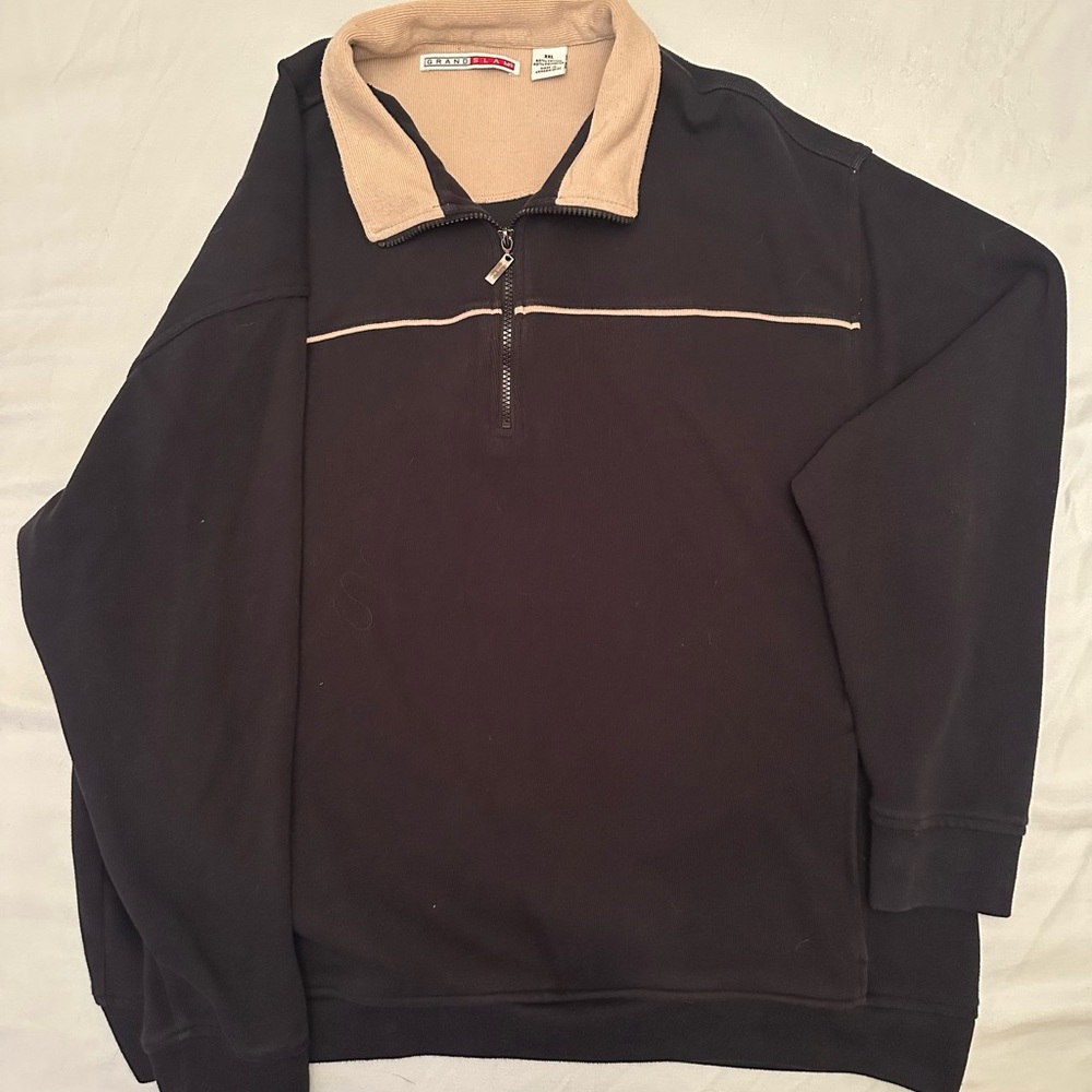 Grand Slam Black and Tan Zip-Up Sweater